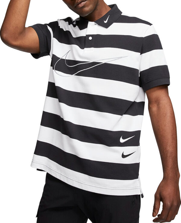 Áo Nike Sportswear Swoosh Polo Knit BlackWhite CJ4909-011 - Ảnh 3