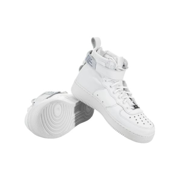 Giày Nike SF Air Force 1 Mid QS GS 'Triple White' AR0690-100 - Ảnh 3
