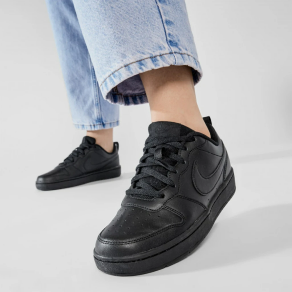 Giày Nike Court Borough Low 2 GS 'Triple Black' BQ5448-001 - Ảnh 4
