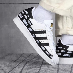 Alternative view of Giày Adidas Superstar 'Wordmark Heel Stripe White Black' FX5558
