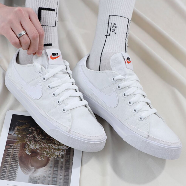 Giày Nike Wmns Court Legacy Canvas 'Triple White' CZ0294-100 - Ảnh 2