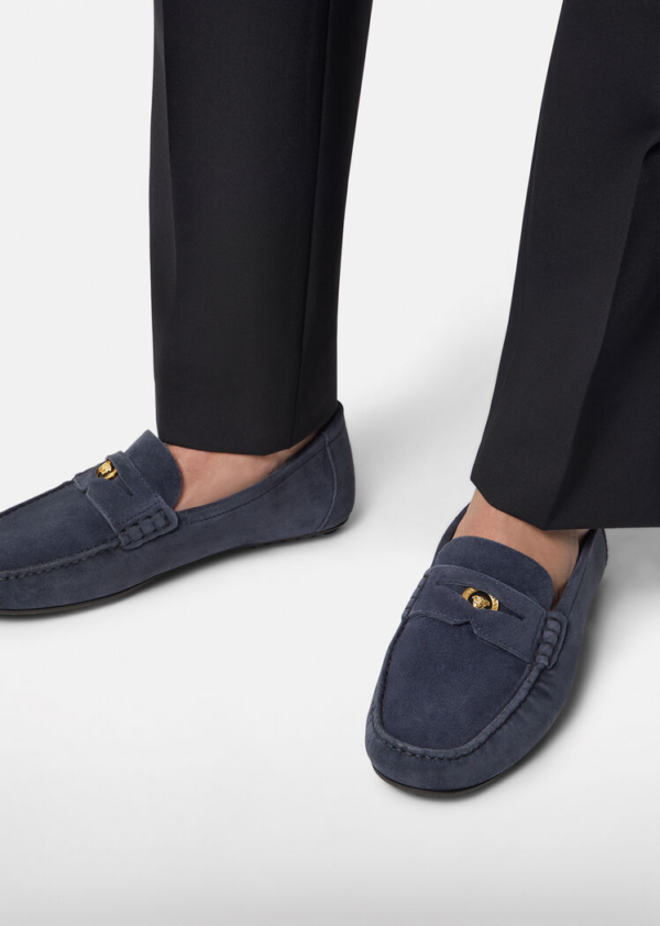 Giày Versace Suede Loafers Navy DSU7564-DCRO1G-1U61V - Ảnh 5