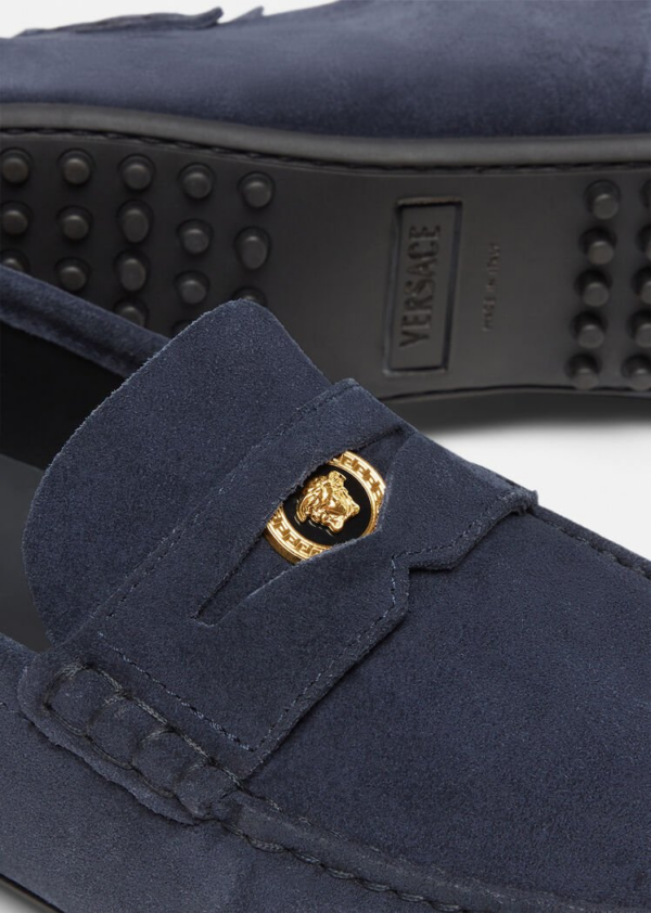 Giày Versace Suede Loafers Navy DSU7564-DCRO1G-1U61V - Ảnh 4