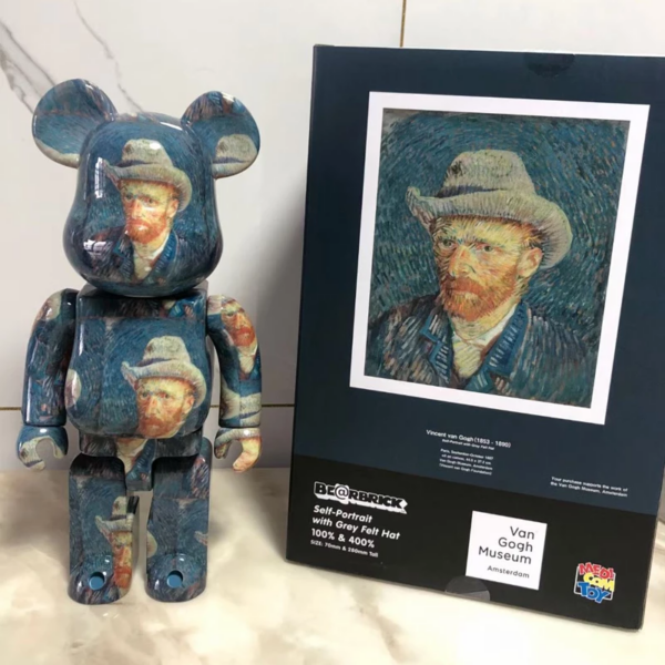 Mô Hình Bearbrick Van Gogh Museum Self With Grey Felt Hat - Ảnh 3