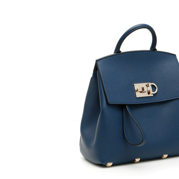 Balo Salvatore Ferragamo Travel Studio Leather 'Blue' 21H718-716800 - Ảnh 2