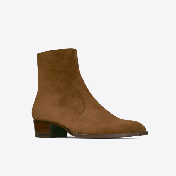 Giày Saint Laurent Wyatt Zipped Boots In Suede 6491031NZ002635 - Ảnh 4