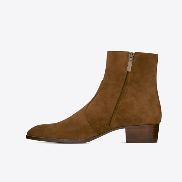 Giày Saint Laurent Wyatt Zipped Boots In Suede 6491031NZ002635 - Ảnh 3