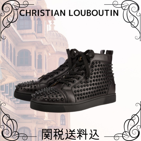 Giày Christian Louboutin Louis Flat Calf Spikes 'Black' 1101083B049 - Ảnh 3