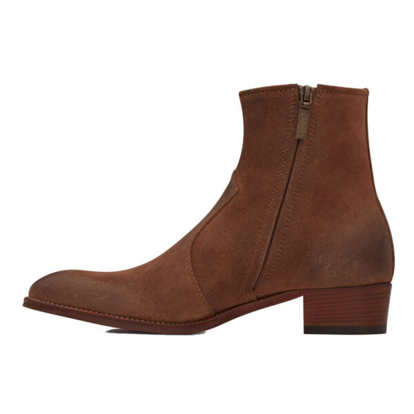 Giày Saint Laurent Wyatt Zipped Boots In Suede 66928525T002749 - Ảnh 4