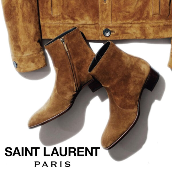 Giày Saint Laurent Wyatt Zipped Boots In Suede 6491031NZ002635 - Ảnh 5