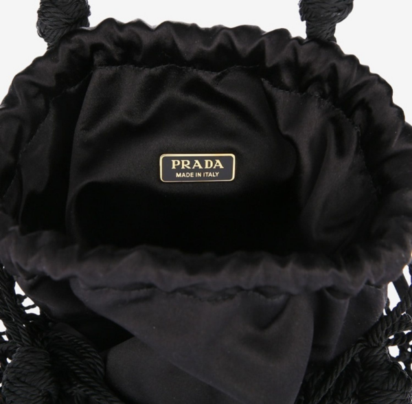Túi Prada Women's Triangle Logo Mesh Black Bucket Bag 1BE025-2CJM-F0002 - Ảnh 4