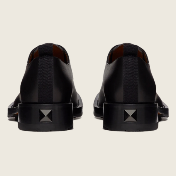 Giày Valentino Roman Stud Calfskin Derby Black WY2S0E56ZQK0NO - Ảnh 4