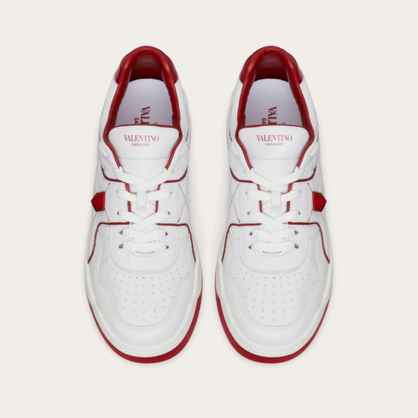 Giày Valentino One Stud Low Top Nappa White Red WY2S0E71-NWN-R81 - Ảnh 4