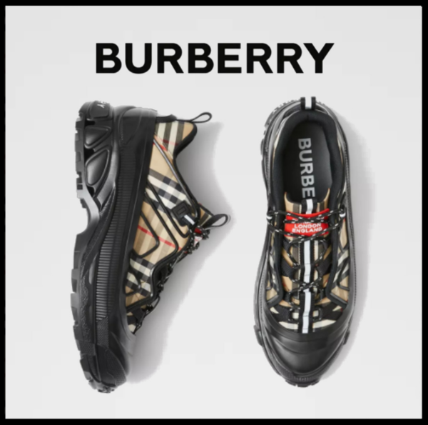 Giày Burberry Vintage Check Cotton Arthur Black Beige 80390471 - Ảnh 3