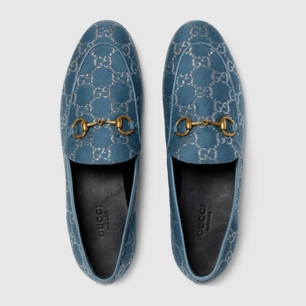 Giày Gucci Mocassini Jordaan GG Blue 431467 2C820 4691 - Ảnh 5