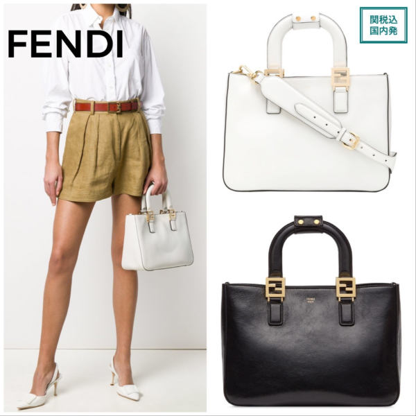 Túi Fendi Small Ff Tote Shoulder Bag 'White' 8BH367-A9Y0-F0K7E - Ảnh 2
