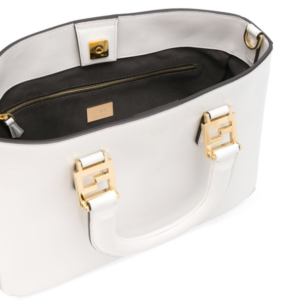 Túi Fendi Small Ff Tote Shoulder Bag 'White' 8BH367-A9Y0-F0K7E - Ảnh 4