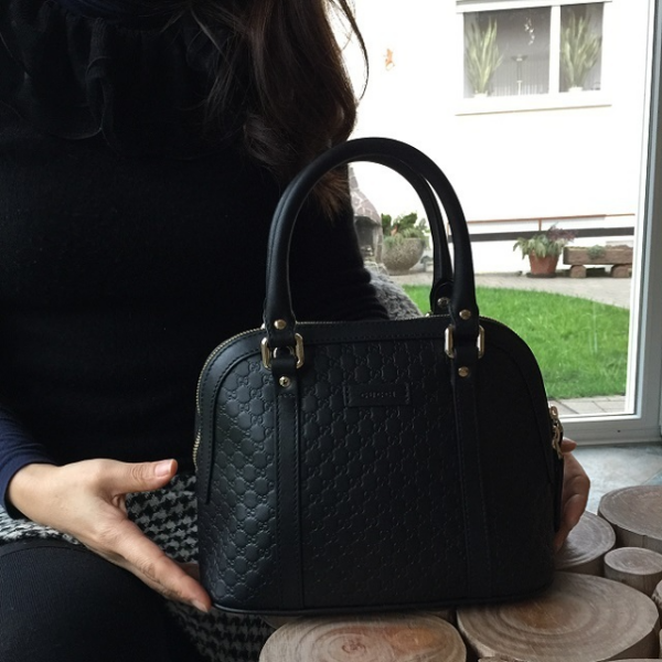 Túi Gucci Microguccissima Bag Black Leather 449654 BMJ1G 1000 - Ảnh 4