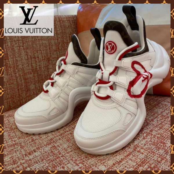 Giày Louis Vuitton Low-Top Sneaker White Red Heart 1A99FL - Ảnh 5