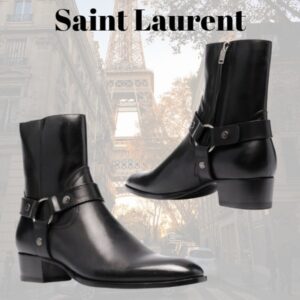 Alternative view of Giày Saint Laurent Wyatt Harness Boots In Smooth Leather 'Black'