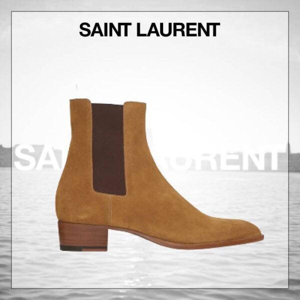 Giày Saint Laurent Wyatt Chelsea Boots In Suede 'Brown' 592017BT3009848 - Ảnh 2