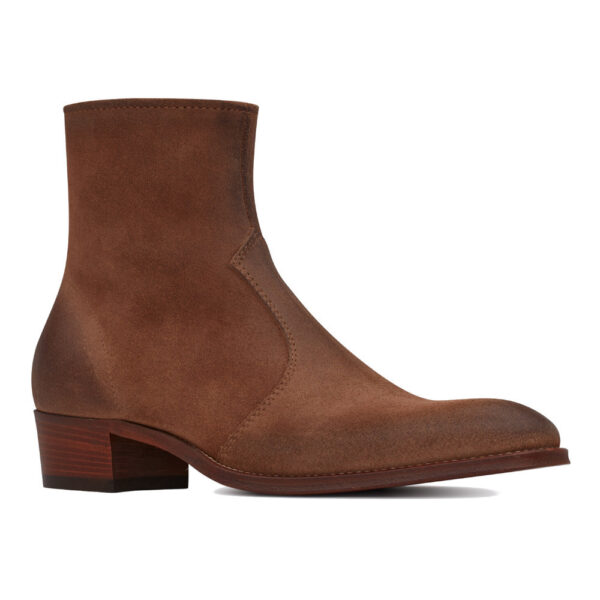 Giày Saint Laurent Wyatt Zipped Boots In Suede 66928525T002749 - Ảnh 5