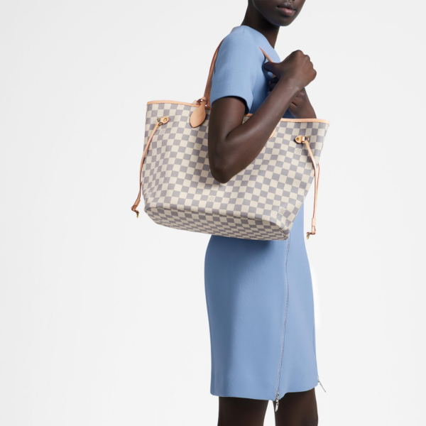 Túi Louis Vuitton Neverfull NM Damier Azur Beige Handbag N41605 - Ảnh 2