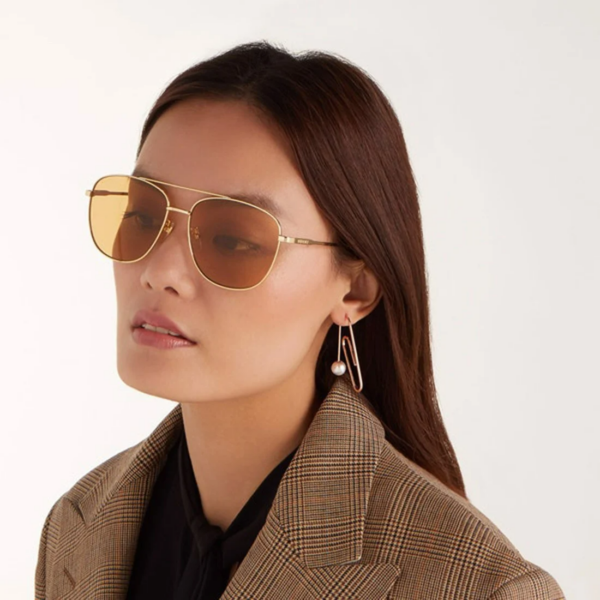 Kính Gucci Brown Aviator GG0410SK-004 - Ảnh 4