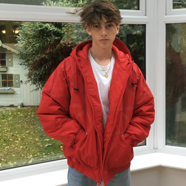 Áo Supreme Zig Zag Stitch Puffy Jacket Red - Ảnh 4