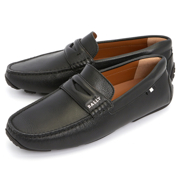 Giày Bally Pablon Pebbled Leather Loafers 'Black' PAVEL-300 - Ảnh 5