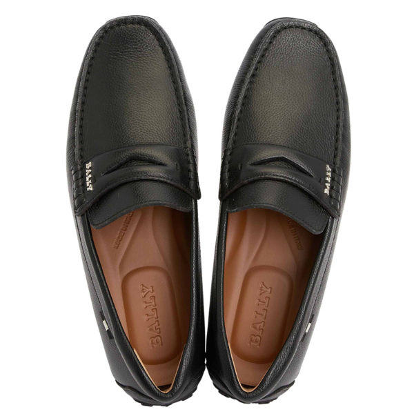 Giày Bally Pablon Pebbled Leather Loafers 'Black' PAVEL-300 - Ảnh 6