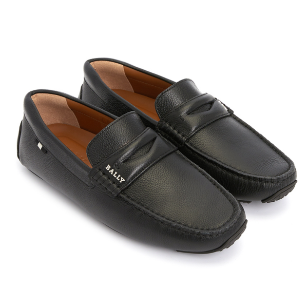 Giày Bally Pablon Pebbled Leather Loafers 'Black' PAVEL-300 - Ảnh 4
