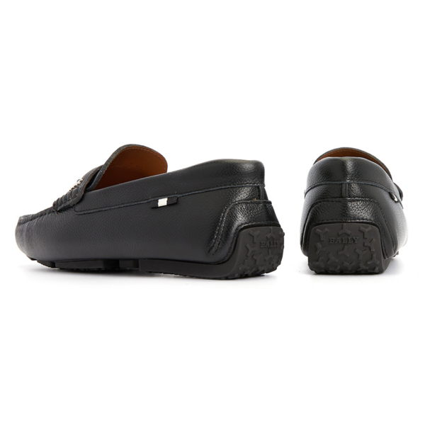 Giày Bally Pablon Pebbled Leather Loafers 'Black' PAVEL-300 - Ảnh 2