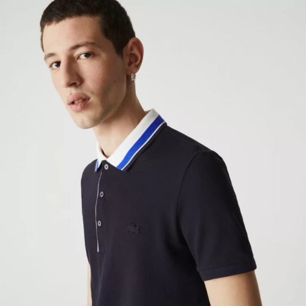 Áo Men’s Lacoste Striped Collar Polo Shirt 'Black' PH0047-K8Z - Ảnh 2
