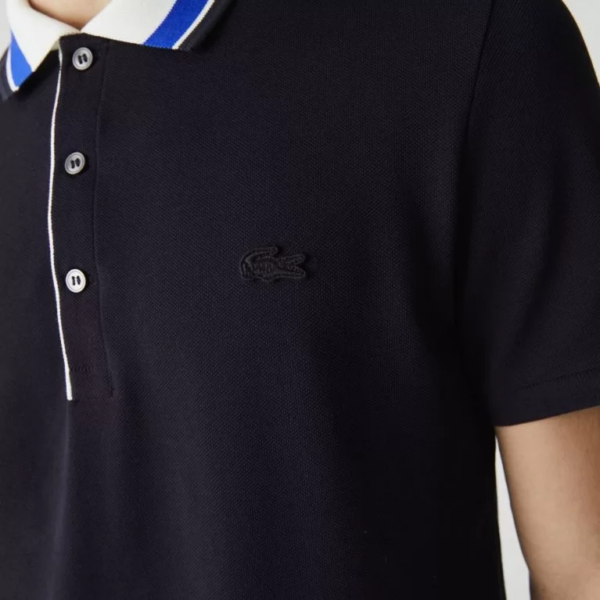 Áo Men’s Lacoste Striped Collar Polo Shirt 'Black' PH0047-K8Z - Ảnh 5