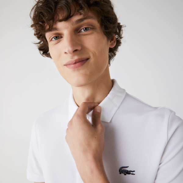 Áo Lacoste Men's Slim Fit Stretch Cotton Pique Polo Shirt PH1848-001 - Ảnh 5