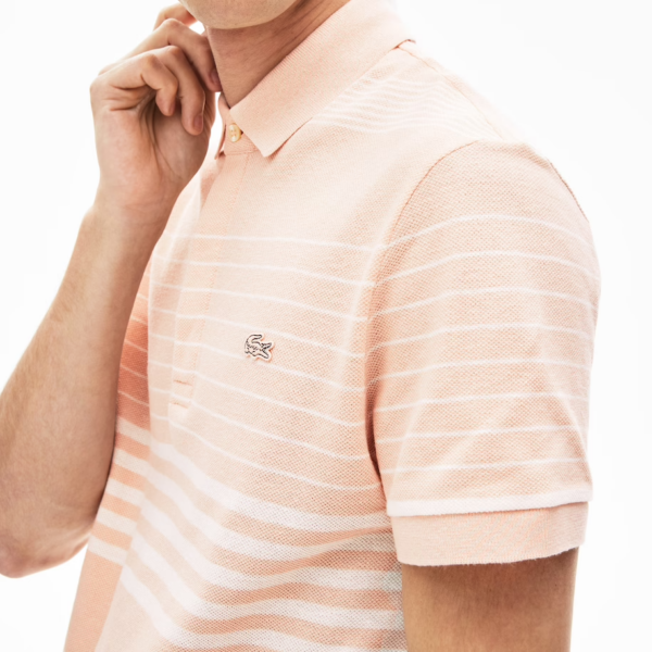 Áo Men's Lacoste Striped Linen And Cotton Regular Fit Polo Shirt PH5044-KT3 - Ảnh 2