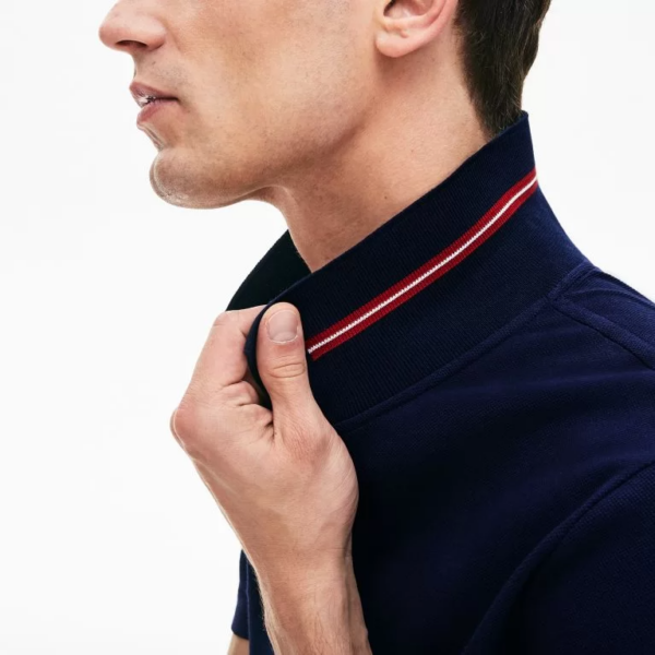 Áo Men's Lacoste Striped Accents Cotton Pique 'Dark Blue' PH8522-166 - Ảnh 4