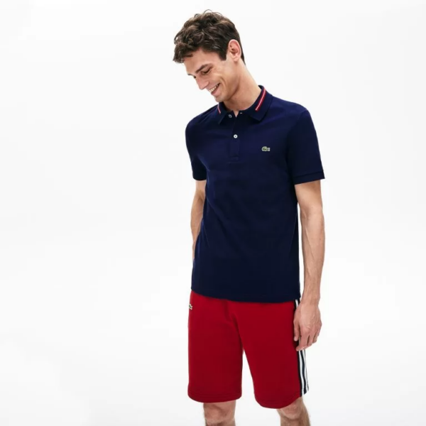 Áo Men's Lacoste Striped Accents Cotton Pique 'Dark Blue' PH8522-166 - Ảnh 3