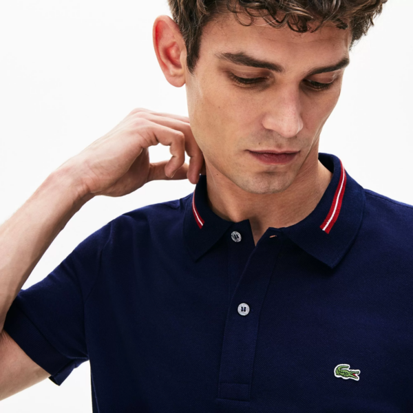 Áo Men's Lacoste Striped Accents Cotton Pique 'Dark Blue' PH8522-166 - Ảnh 2