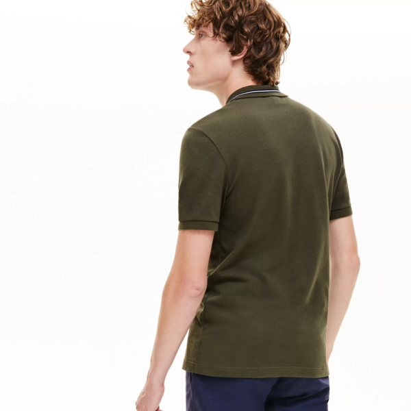 Áo Men's Lacoste Striped Accents Olive Polo Shirt PH8522-S7T - Ảnh 3