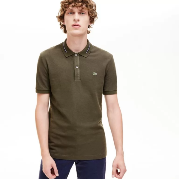 Áo Men's Lacoste Striped Accents Olive Polo Shirt PH8522-S7T - Ảnh 2