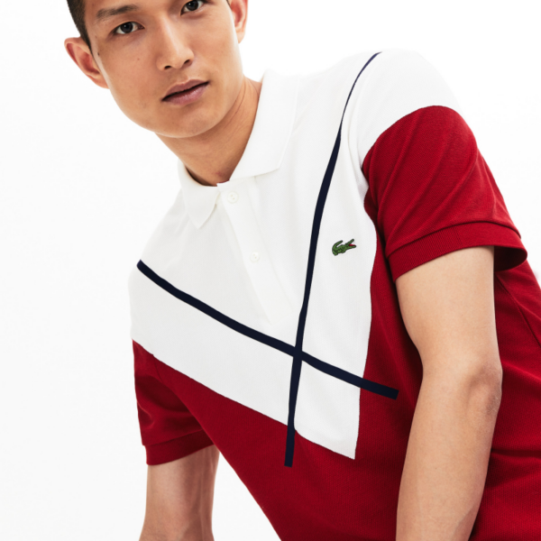 Áo Men's Lacoste Striped Accents Cotton Pique Polo Shirt 'Red White' PH8532-236 - Ảnh 2