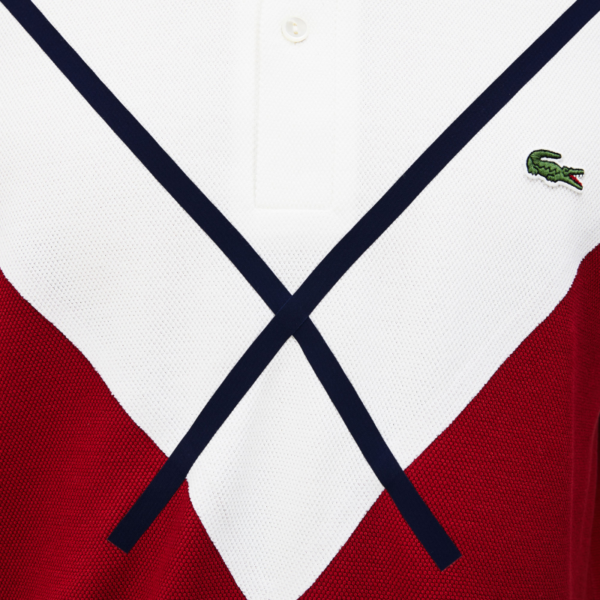 Áo Men's Lacoste Striped Accents Cotton Pique Polo Shirt 'Red White' PH8532-236 - Ảnh 5