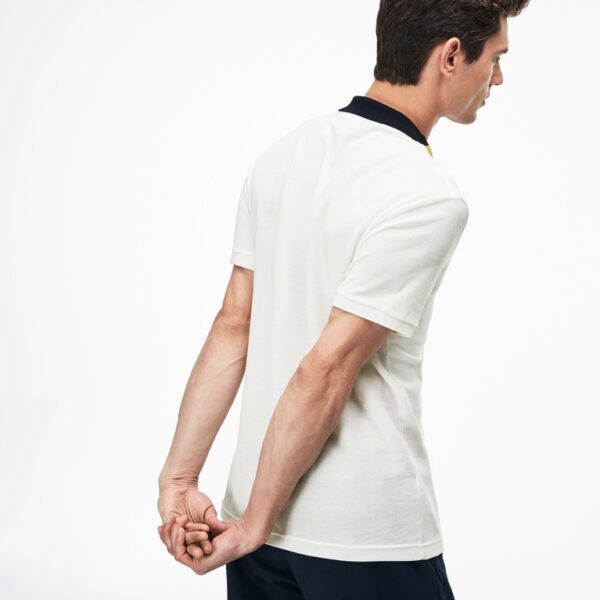 Áo Lacoste Slim Fit Colourblock Striped Knop Piqué Polo Shirt - Ảnh 4
