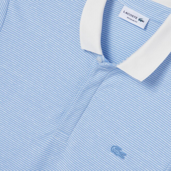 Áo Lacoste Linen Blend Striped Polo Blue PH9729-51G - Ảnh 3