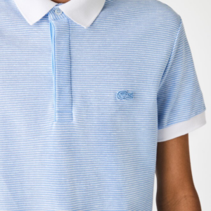 Alternative view of Áo Lacoste Linen Blend Striped Polo Blue PH9729-51G