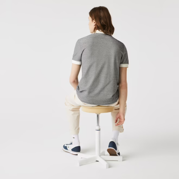 Áo Lacoste Linen Blend Striped Polo Grey PH9729-51G - Ảnh 6