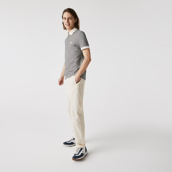 Áo Lacoste Linen Blend Striped Polo Grey PH9729-51G - Ảnh 7