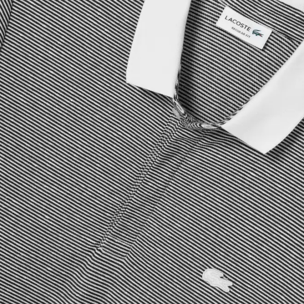 Áo Lacoste Linen Blend Striped Polo Grey PH9729-51G - Ảnh 4